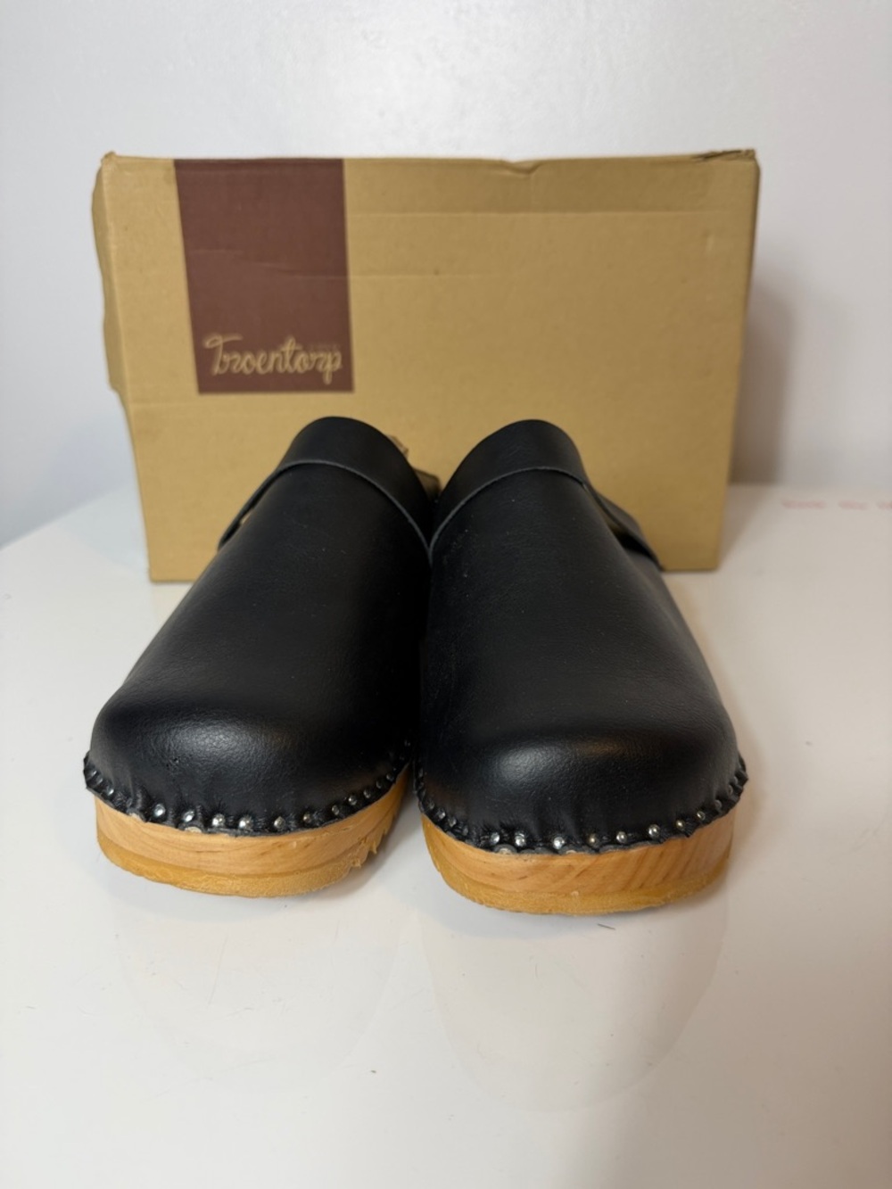 Troentorp Classic Da Vinci Vegan Leather Clog Mule with Natural Wood Sole 43 NIB - Picture 5 of 11